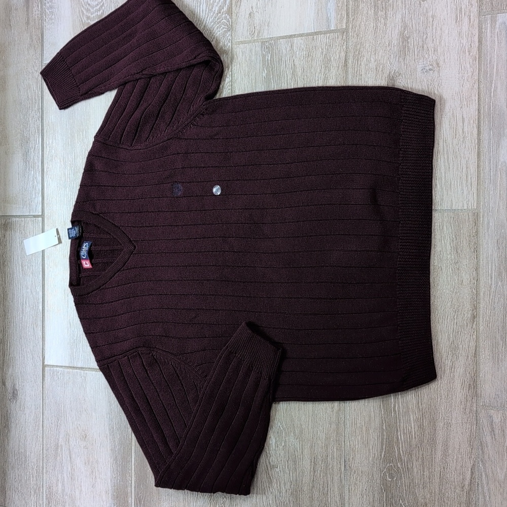 NWT Chaps Maroon V-Neck Sweater | Chaps V-Neck Sweater | Chaps Sweater